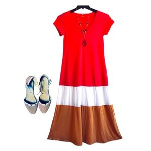 Colorblock Summer Dress,Classic Summer Long Dress, Basic Summer Dress,Colorblock